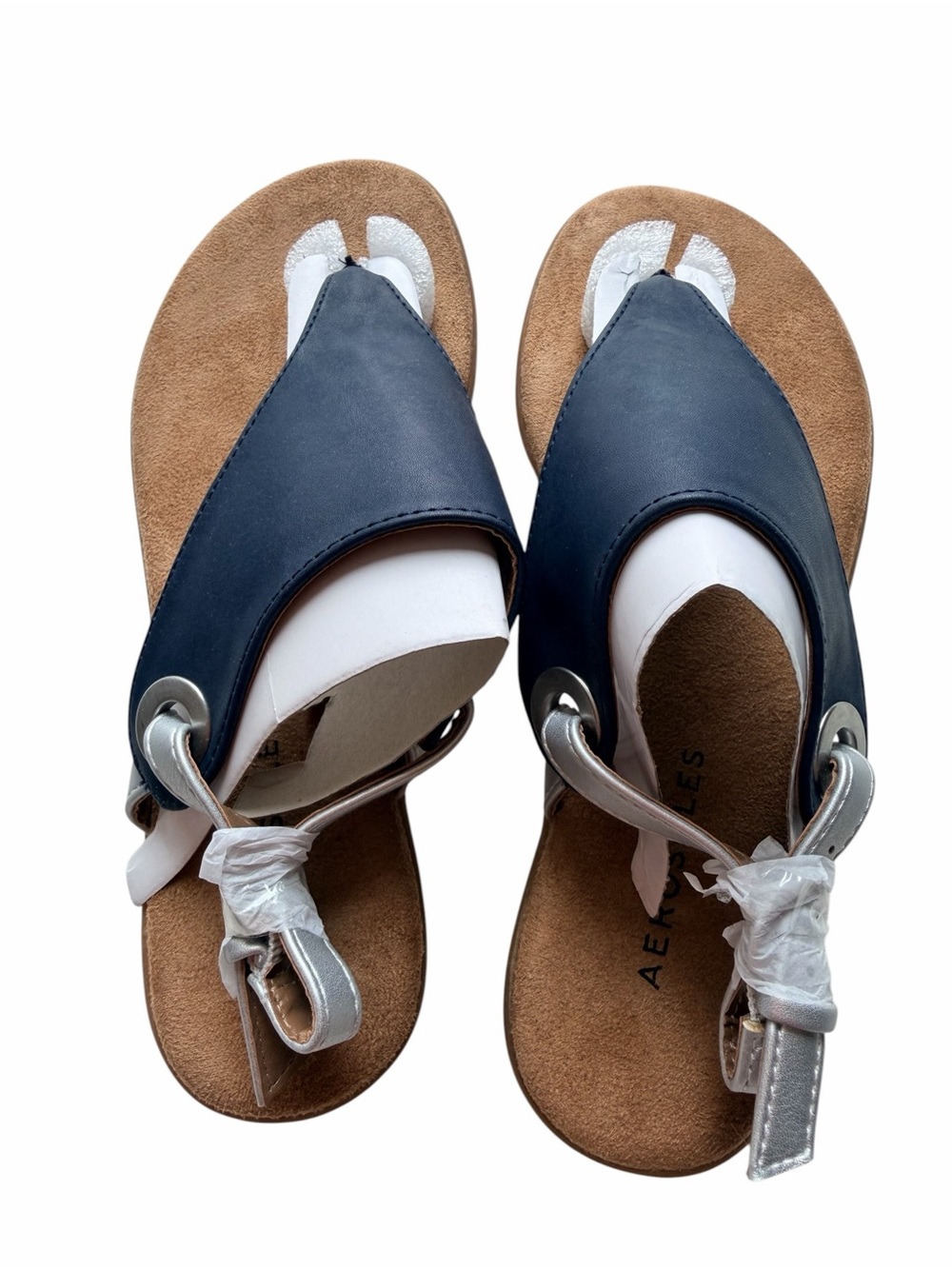 Aerosoles Conclusion Sandals Navy Blue/Silver Size 6 - Picture 3 of 5